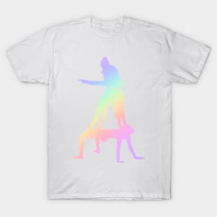 Women’s trio doing straddle on bridge on table T-Shirt